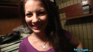 Public Agent - Lonely Brunette At Cafe Takes Dick Cream All Over Her Face - 04/26/2013