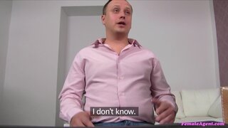 Female Agent - Chubby Guy Get's His Dick Ready For Agent's Wet Pussy - 05/10/2013