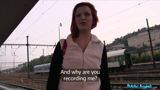 Public Agent - Redhead Gives Sloppy Blowjob And Fucks Stranger - 09/27/2013