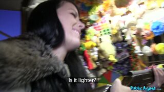 Public Agent - Dark Haired Beauty Fails At Game, Wins A Mouth Full Of Cock - 10/29/2013