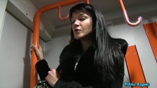 Public Agent - Raven Haired Hottie Gets A Hot Cumshot On A Speeding Train - 12/27/2013