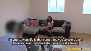 Fake Agent UK - Agent Gets A Brunette Babe To Ride His Cock On Valentine's Day - 02/14/2014