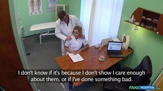 Fake Hospital - Naughty Blonde Nurse Gets Doctor's Attention And His Cum - 02/24/2014