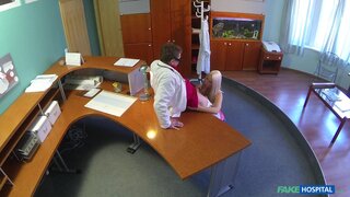 Fake Hospital - Perfect Sexy Blonde Gets Probed By Doctor On Reception Desk - 04/07/2014