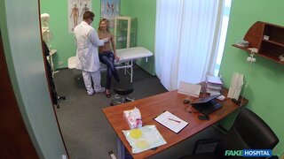 Fake Hospital - Doctor offers blonde a discount on new tits in exchange for a good hard fucking - 04/10/2014