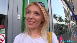 Public Agent - Fake TV Producers Convince Hot Blonde To Suck Them Both Off - 06/03/2014