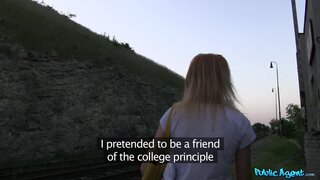 Public Agent - Fake TV Producers Convince Hot Blonde To Suck Them Both Off - 06/03/2014