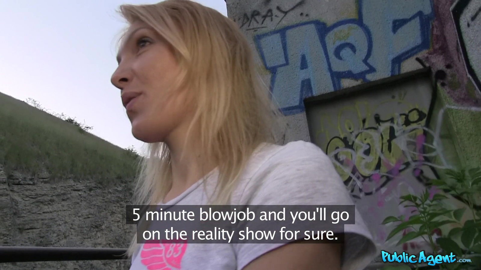 Public Agent - Fake TV Producers Convince Hot Blonde To Suck Them Both Off - 06/03/2014