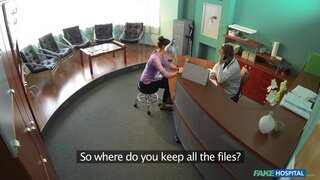 Fake Hospital - Doctor faces sexy brunette from insurance company - 07/24/2014