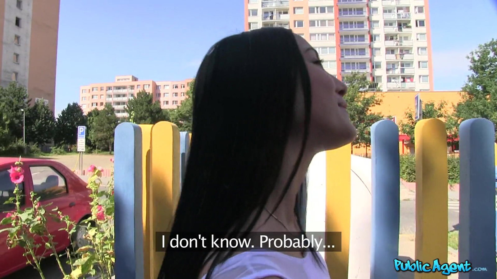 Public Agent - Raven-Haired Teen Angel in White - 08/19/2014