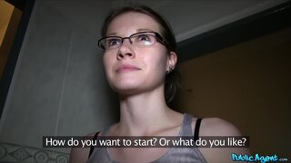 Public Agent - Hot glasses babe fucks in public bathroom - 06/29/2015
