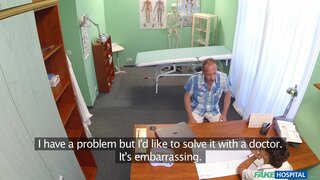 Fake Hospital - Patient gives his hot brunette nurse a cream pie - 07/07/2015