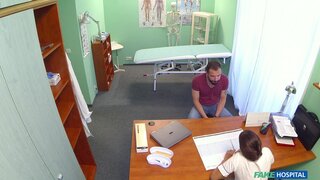 Fake Hospital - Brunette in tight fit nurse outfit fucks her patient - 07/14/2015