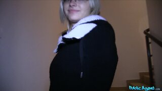 Public Agent - Sexy glasses babe fucks on public stairwell - 11/02/2015