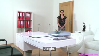 Female Agent - Sexy agent dominates casting with a big strap on dildo - 11/17/2015
