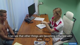 Fake Hospital - Stud cums all over nurses stomach - 02/26/2016