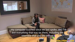 Fake Agent UK - Agent stretches tiny ebony arsehole - 03/06/2016