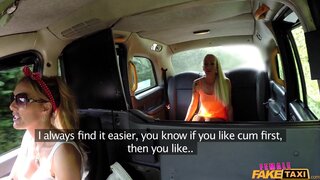 Female Fake Taxi - Busty Tattooed Lesbians Fuck in Cab - 09/01/2016