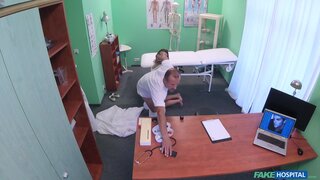 Fake Hospital - Patient Orgasms Pussy Juice on Desk - 09/23/2016