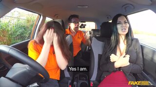 Fake Driving School - Double Cumshot in Exciting 3some - 07/25/2017