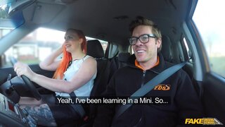 Fake Driving School - Tattooed redhead craves a big cock - 08/11/2017