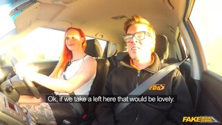 Fake Driving School - Tattooed redhead craves a big cock - 08/11/2017