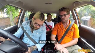 Fake Driving School - Sexy learners secretly fuck in car - 09/12/2017