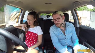Fake Driving School - Sexy learners secretly fuck in car - 09/12/2017
