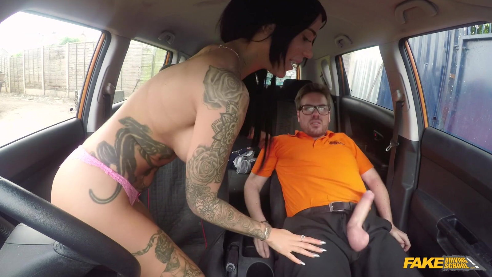 Fake Driving School - Spunk covered pussy for busty babe - 07/16/2018