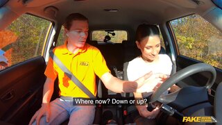 Fake Driving School - Tattooed brunette fucks for licence - 11/25/2019