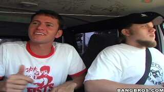 BangBros Remastered - Newbie girl jumps on the BangBus and ends up doing her first porno - 02/19/2013