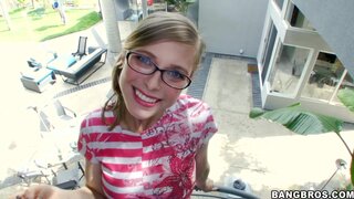 Monsters of Cock - Petite white girl with glasses takes on big black dick - 05/28/2013